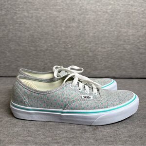 Vans Off The Wall Teal Chambray Dots Print Gray Sz 7.5 Shoes Low Top Men’s Sz 6